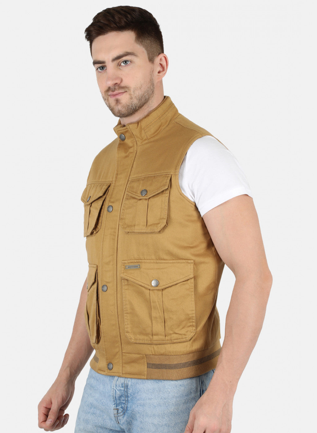 Men Khaki Printed Jacket