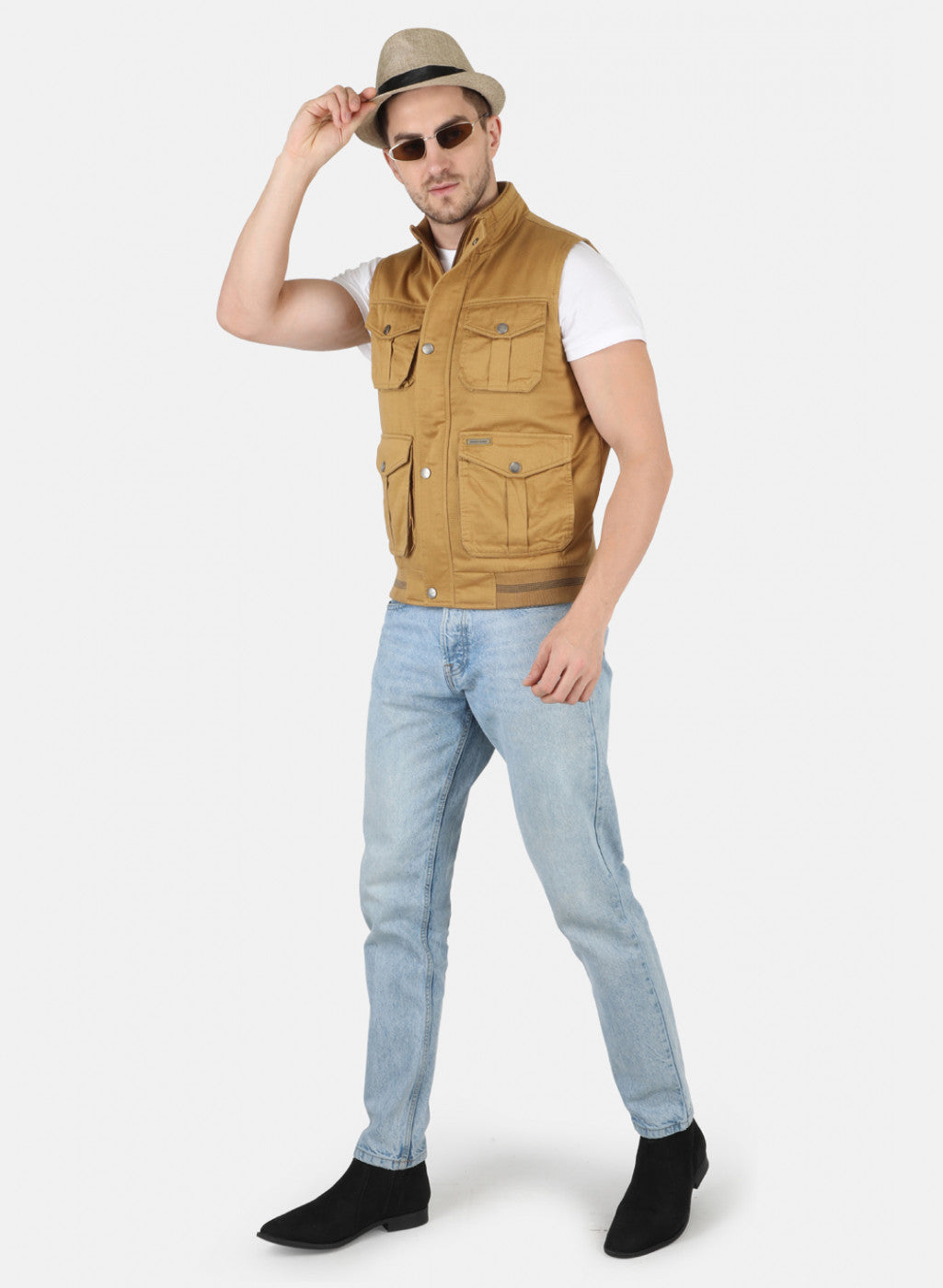 Men Khaki Printed Jacket