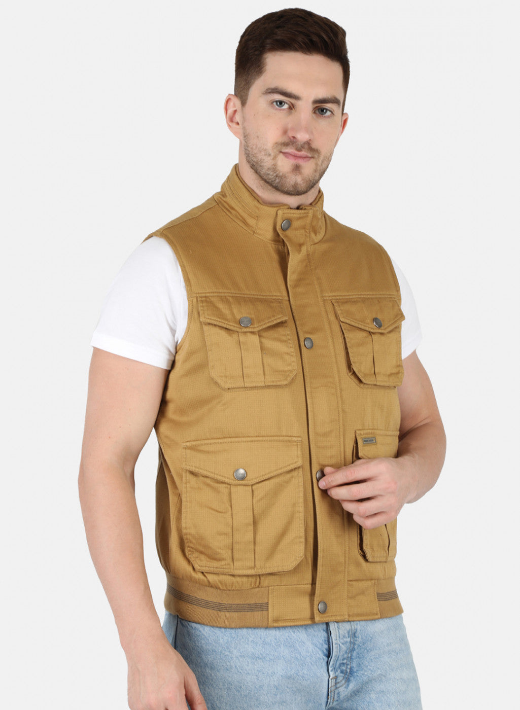 Men Khaki Printed Jacket