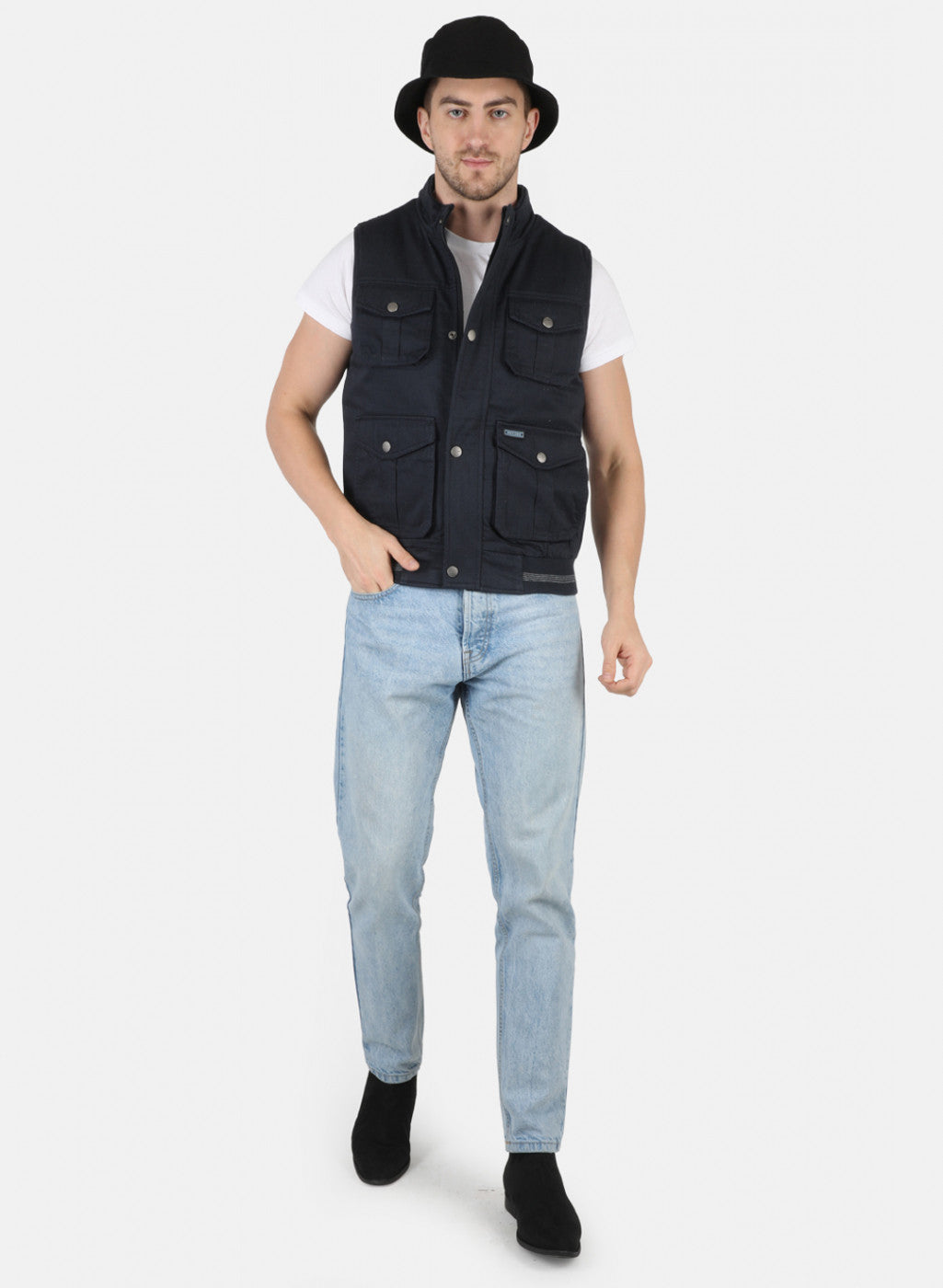 Men NAvy Blue Printed Jacket