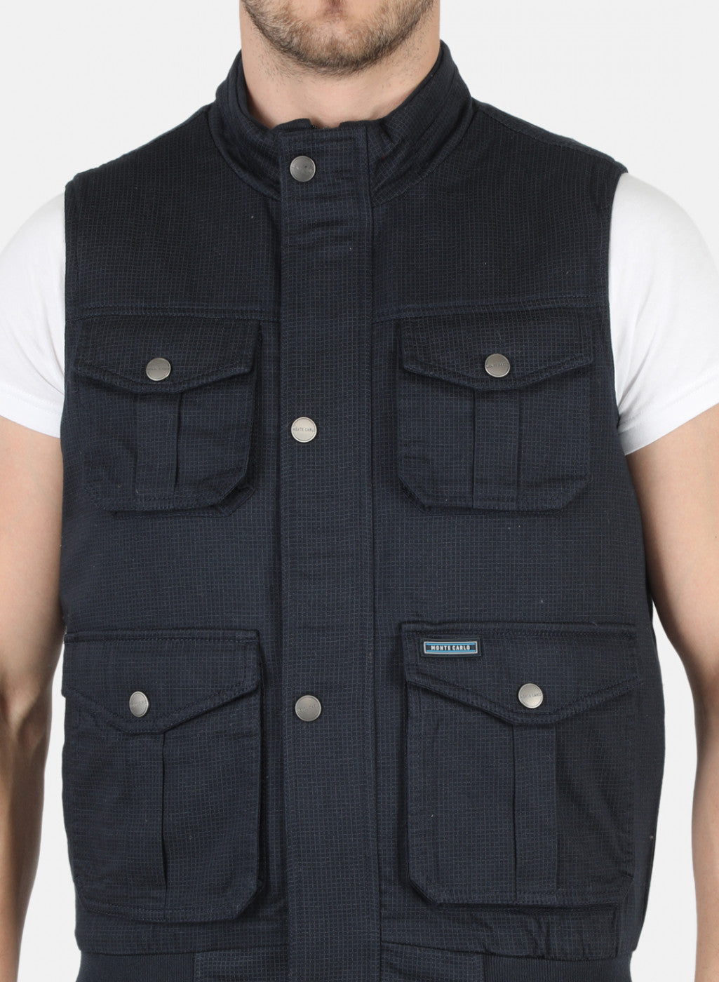 Men NAvy Blue Printed Jacket