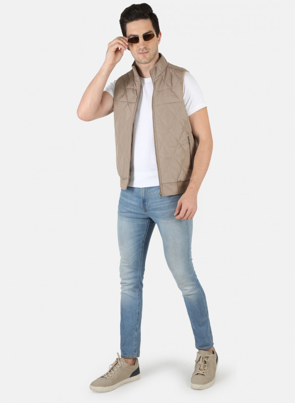 Men Beige Solid Jacket