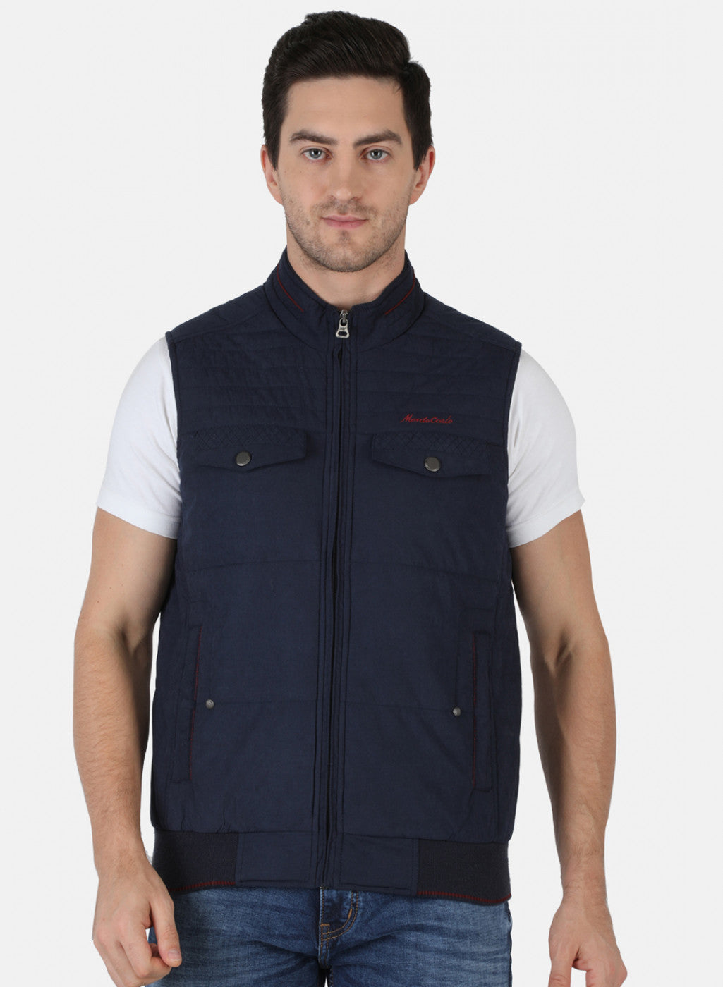 Men NAvy Blue Solid Jacket