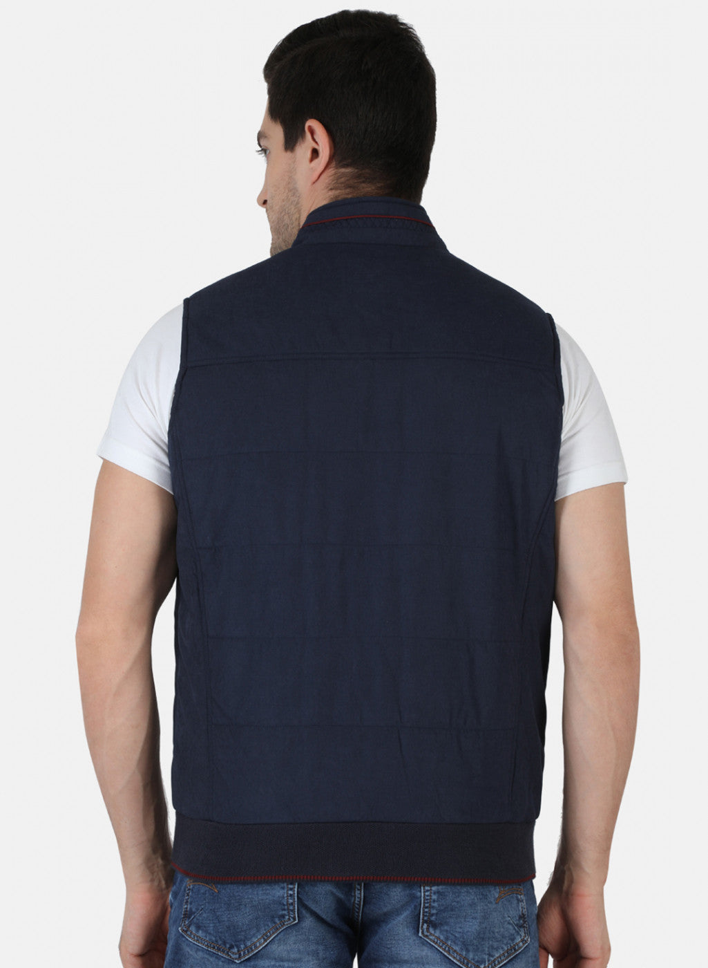 Men NAvy Blue Solid Jacket
