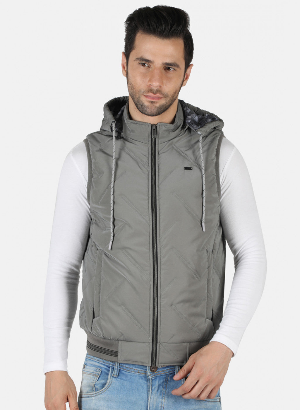 Men Grey Solid Jacket