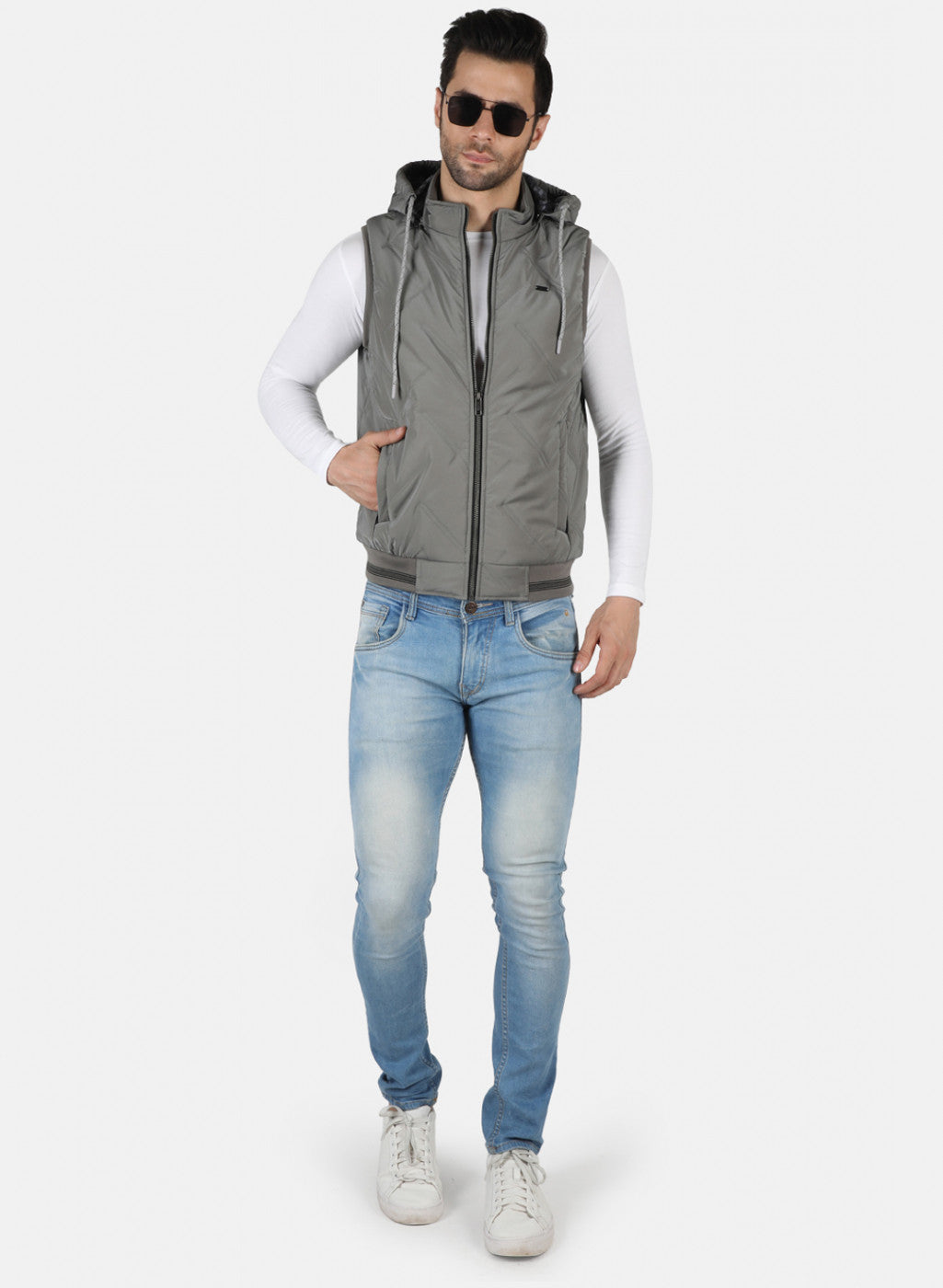 Men Grey Solid Jacket