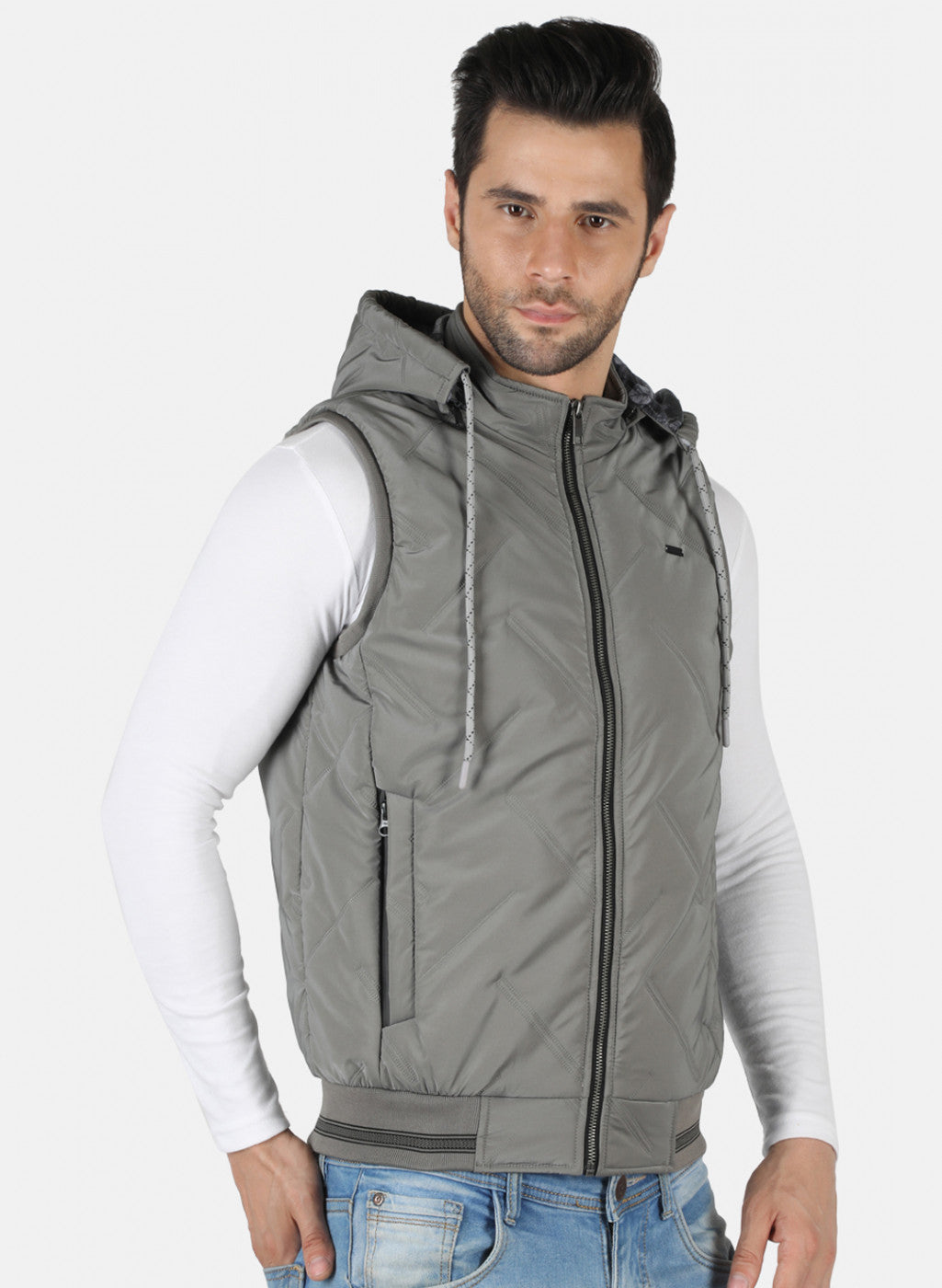 Men Grey Solid Jacket