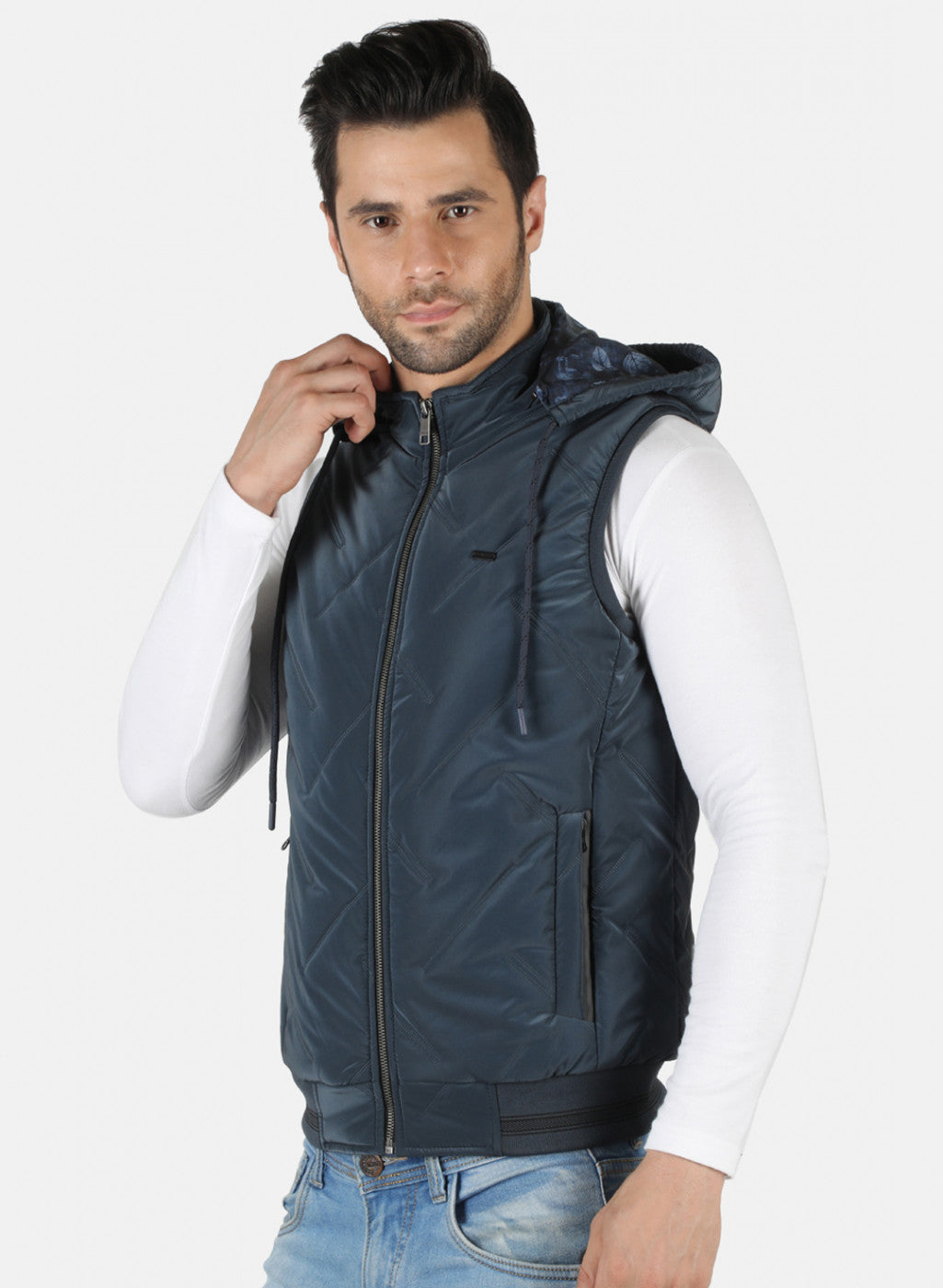 Men NAvy Blue Solid Jacket