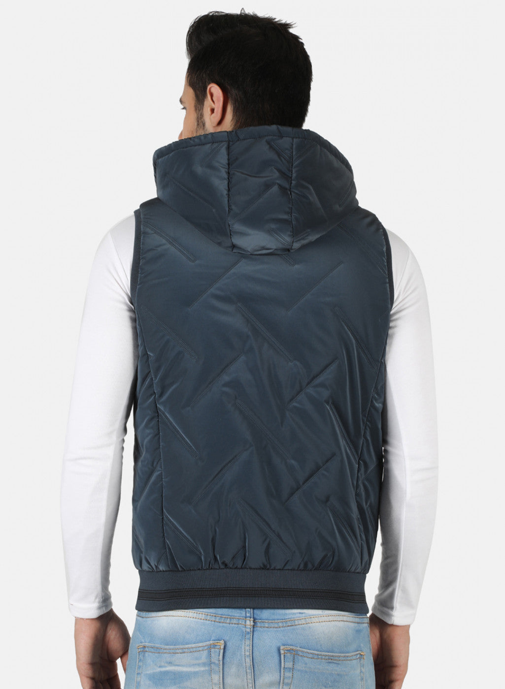 Men NAvy Blue Solid Jacket