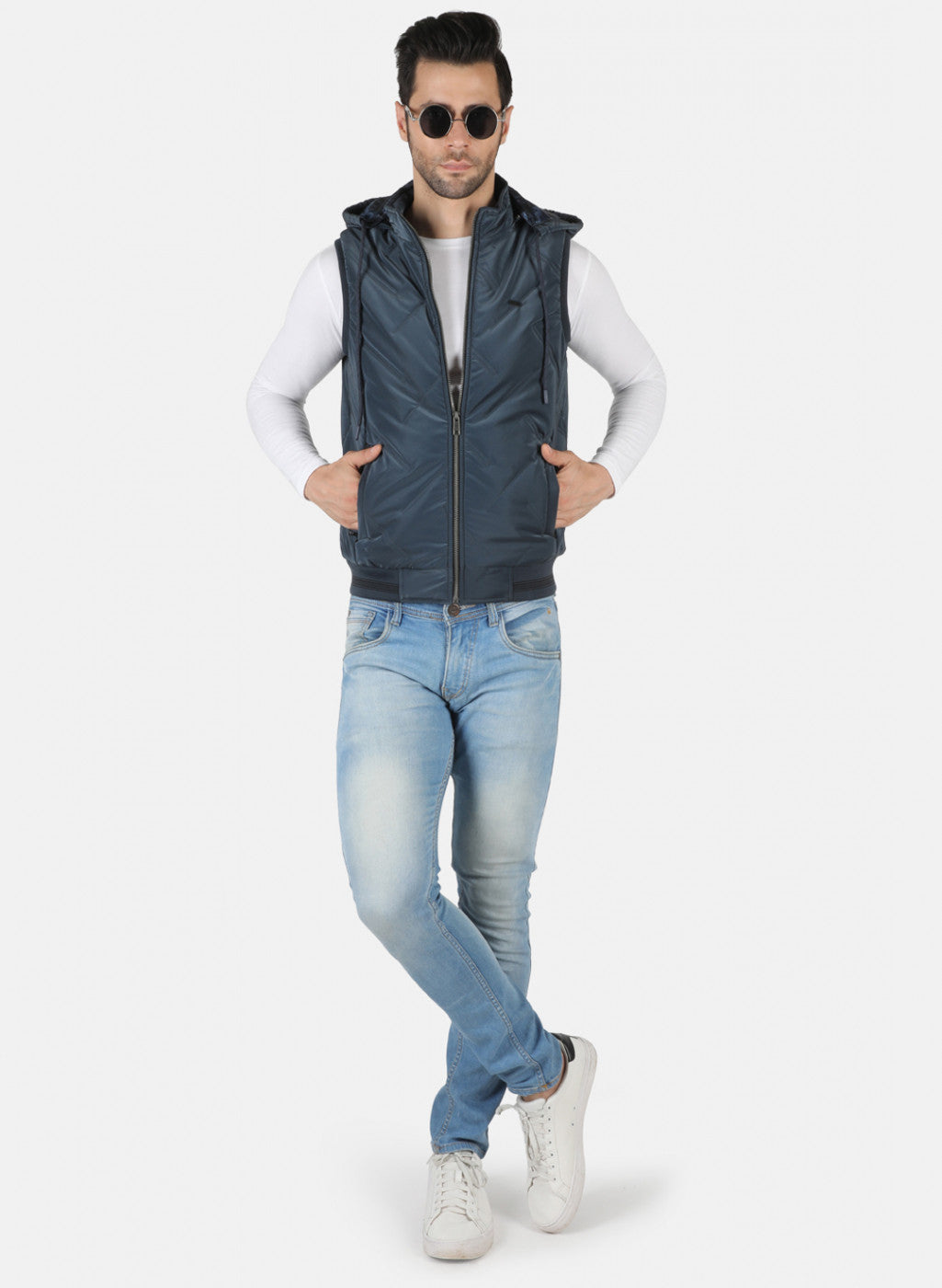 Men NAvy Blue Solid Jacket