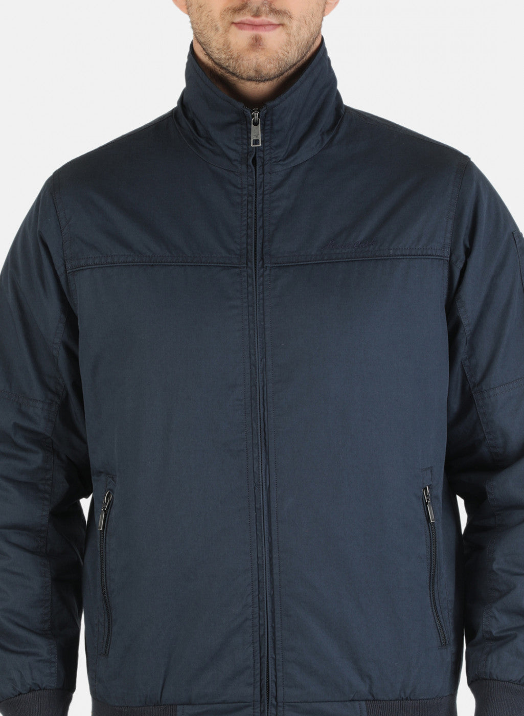 Men NAvy Blue Solid Jacket
