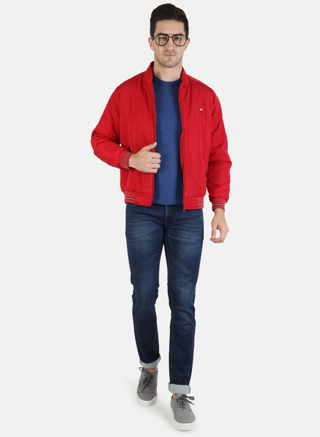 Men Red Solid Jacket