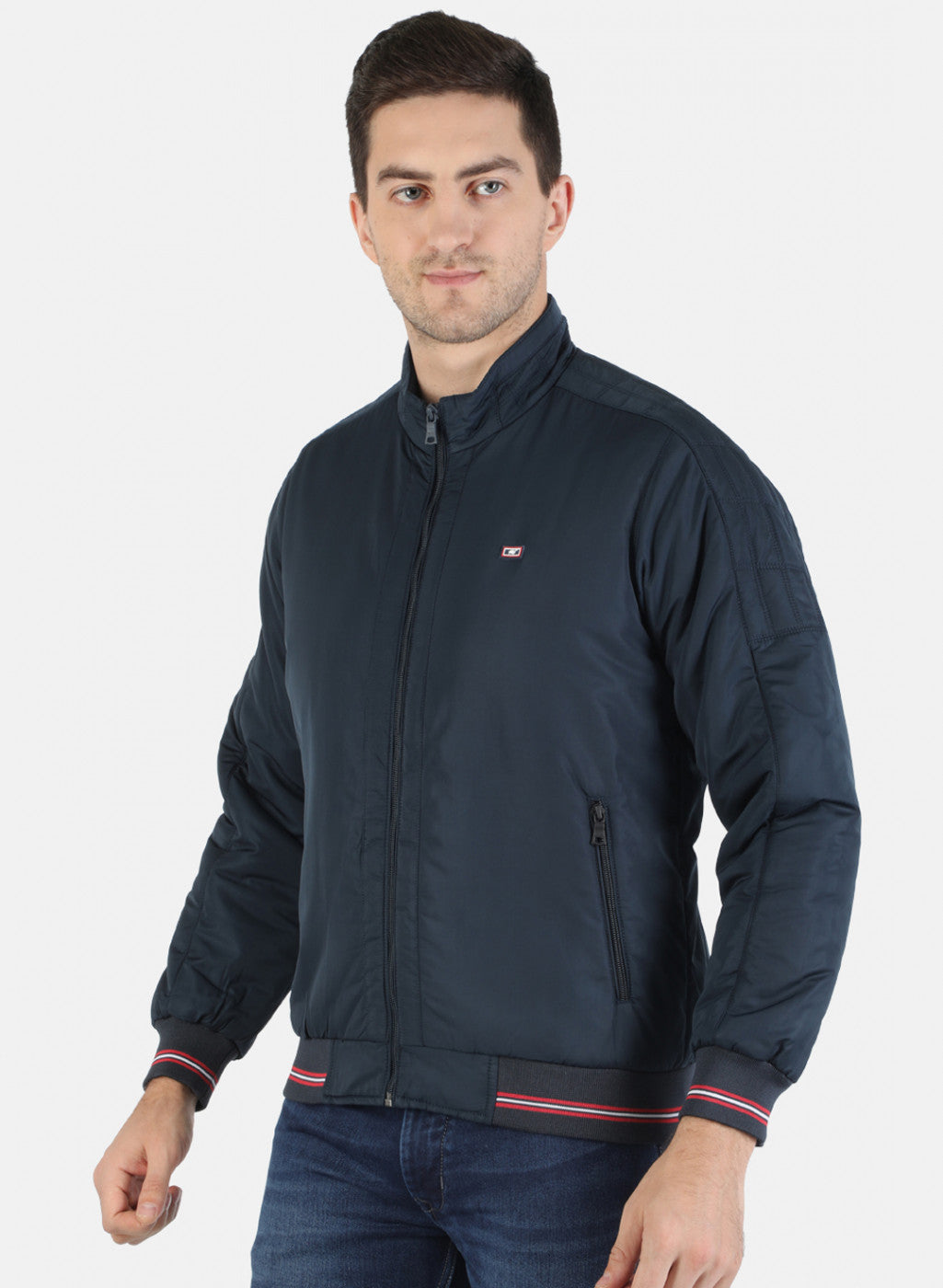 Men NAvy Blue Solid Jacket