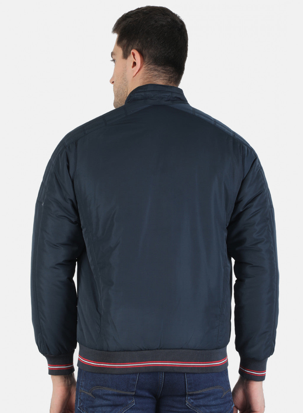 Men NAvy Blue Solid Jacket