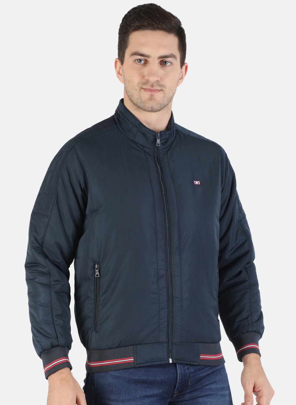 Men NAvy Blue Solid Jacket