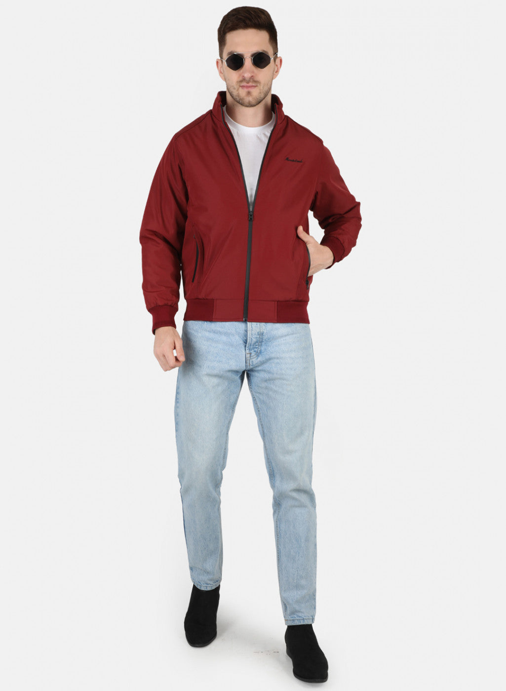 Men Red Solid Jacket