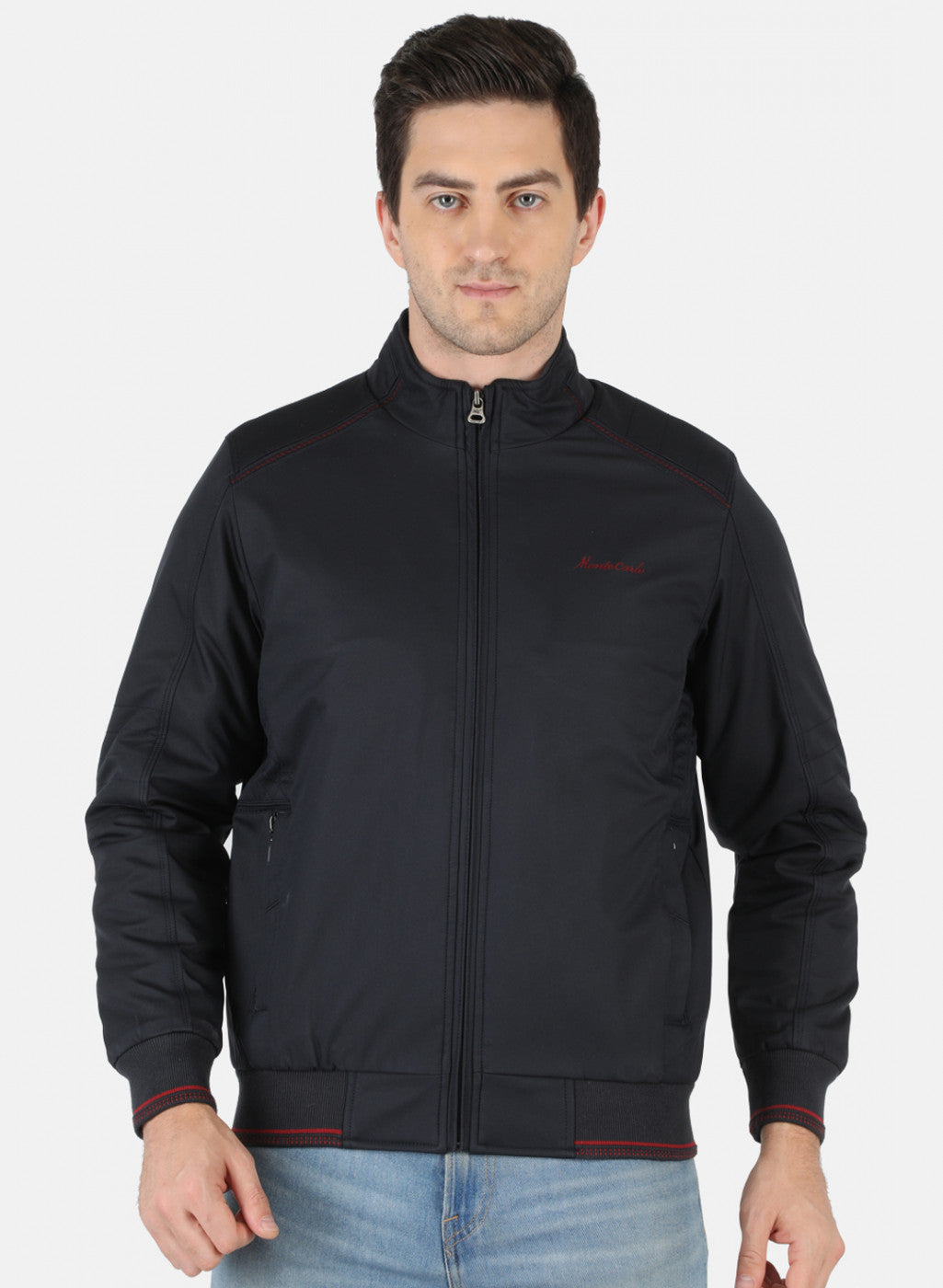 Men NAvy Blue Solid Jacket