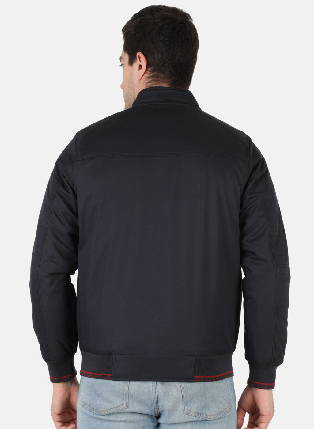 Men NAvy Blue Solid Jacket