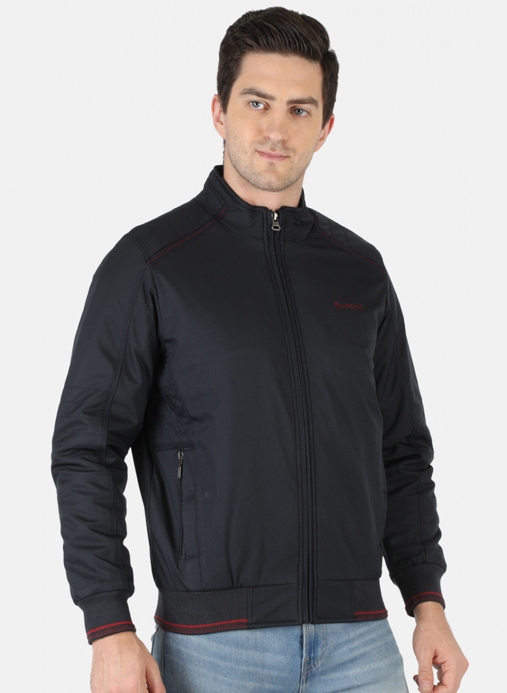 Men NAvy Blue Solid Jacket