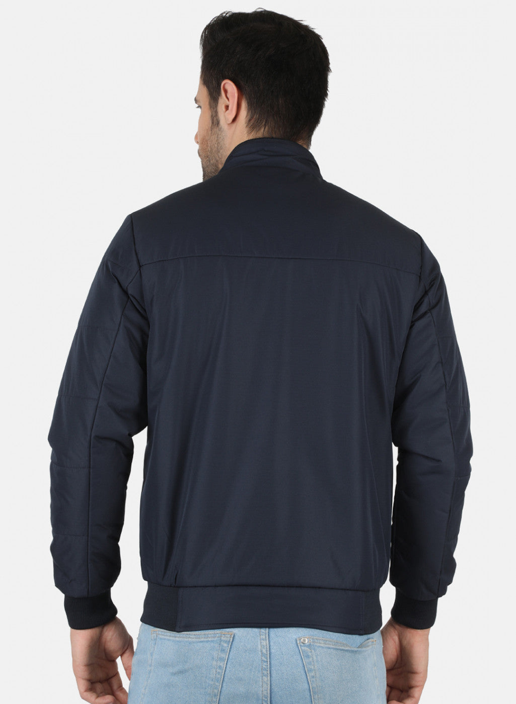 Men NAvy Blue Solid Jacket