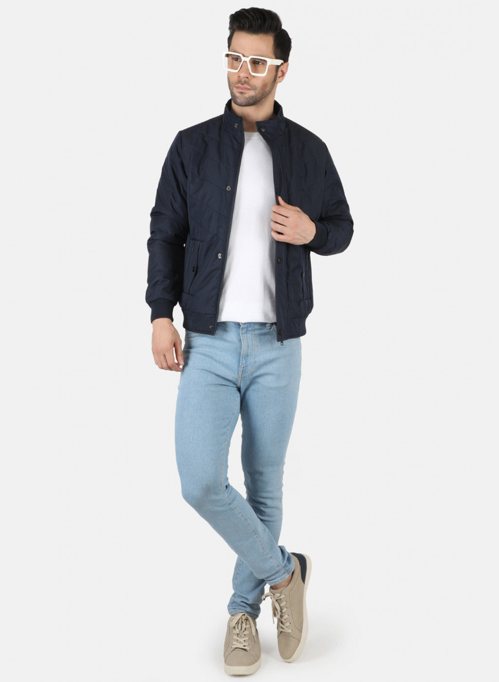 Men NAvy Blue Solid Jacket