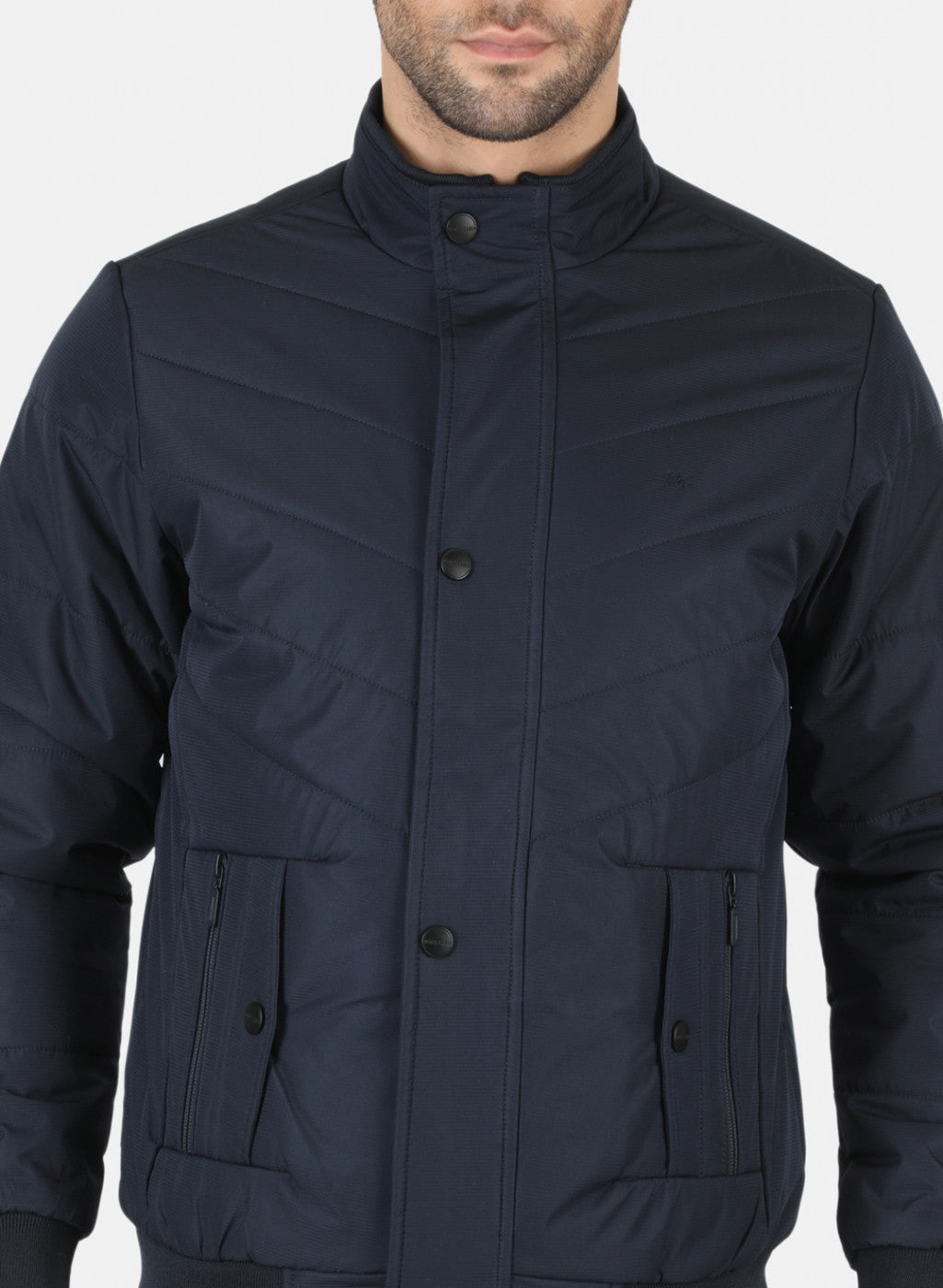 Men NAvy Blue Solid Jacket