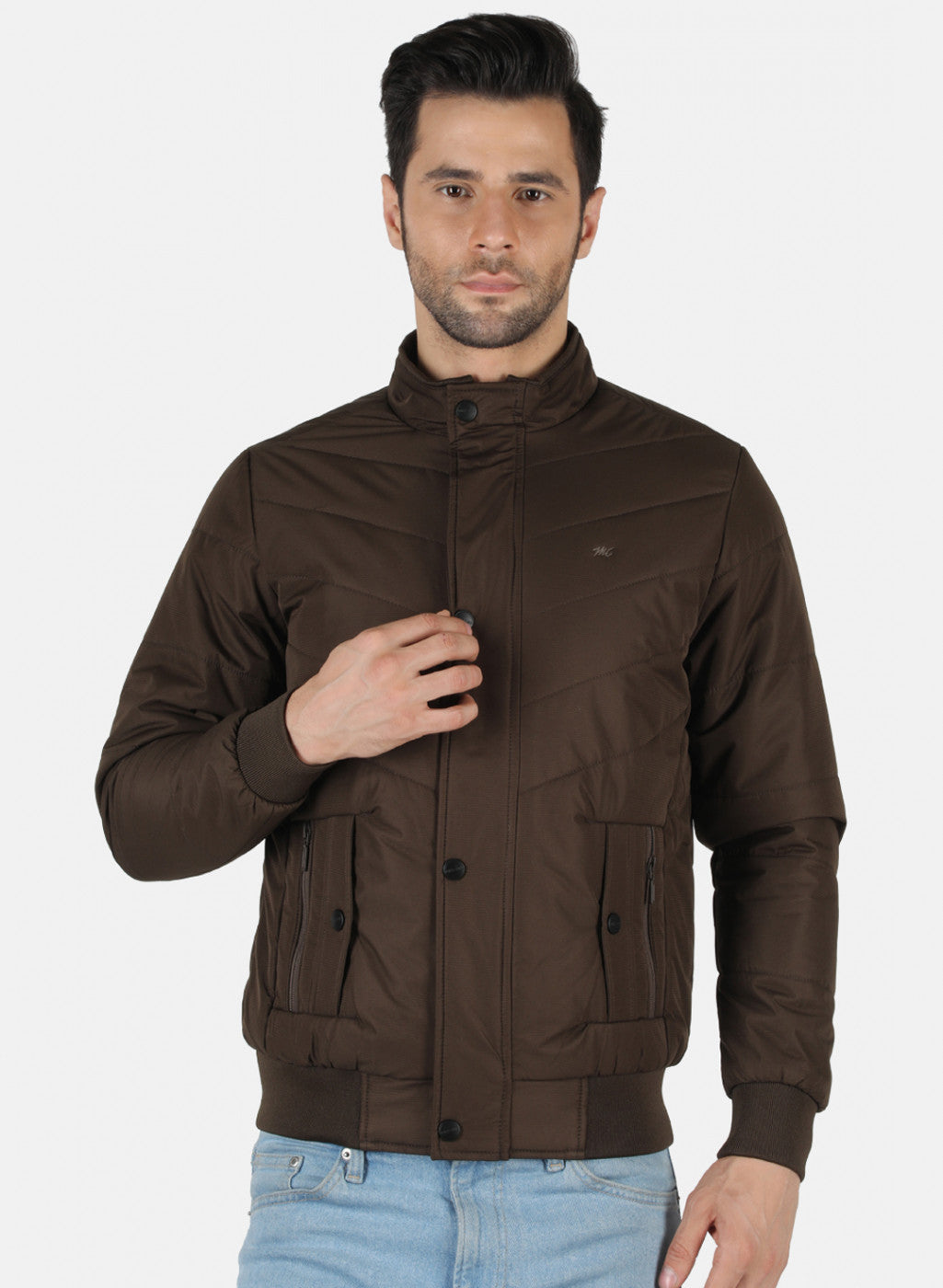 Men Brown Solid Jacket