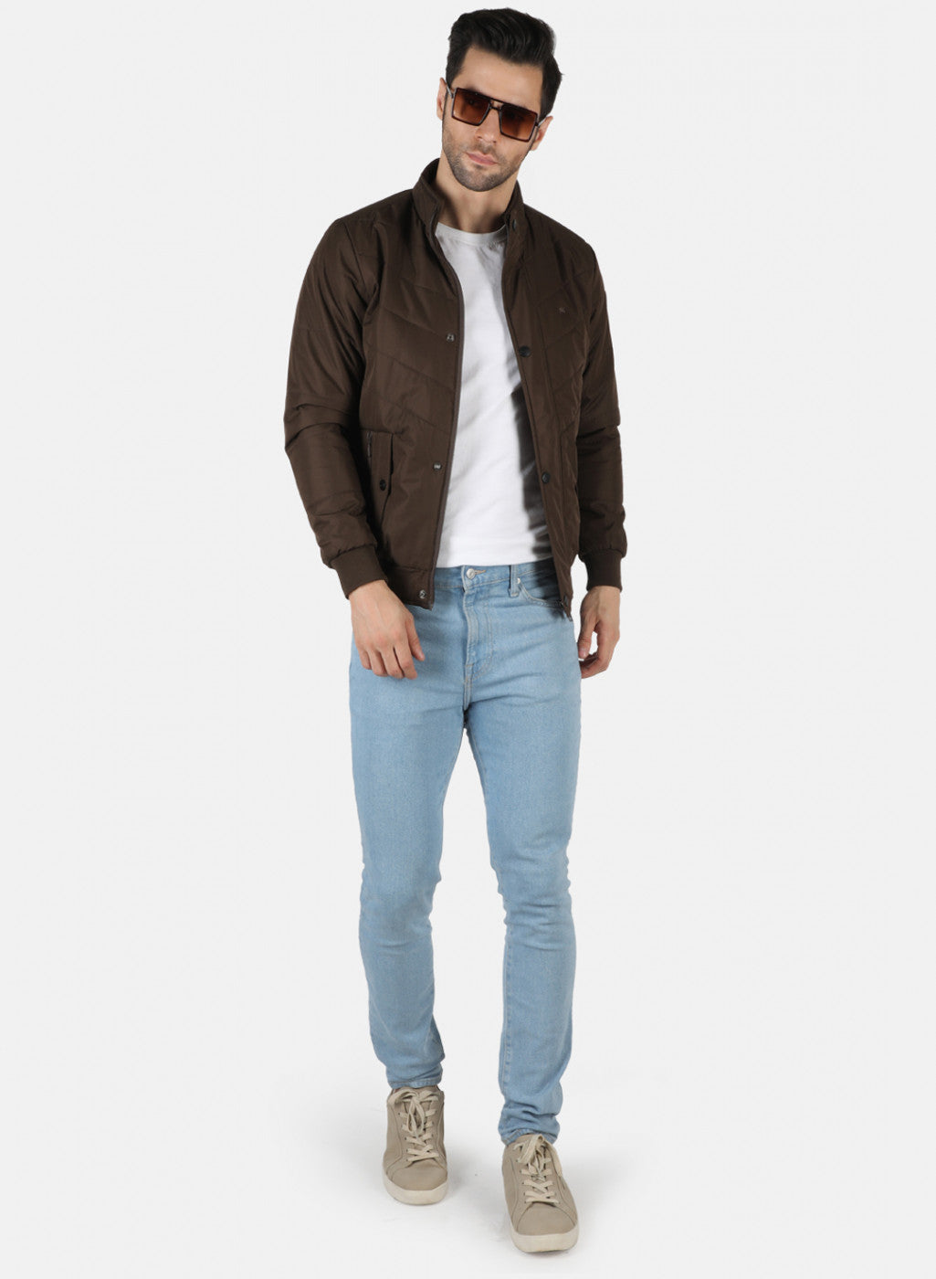 Men Brown Solid Jacket
