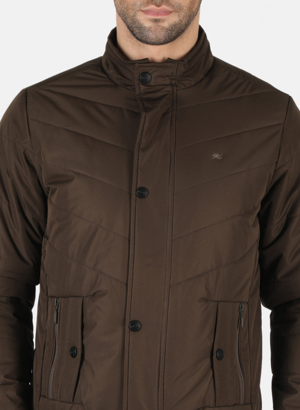 Men Brown Solid Jacket