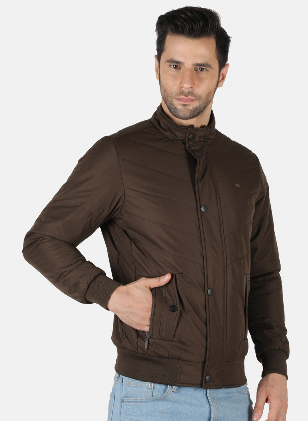 Men Brown Solid Jacket