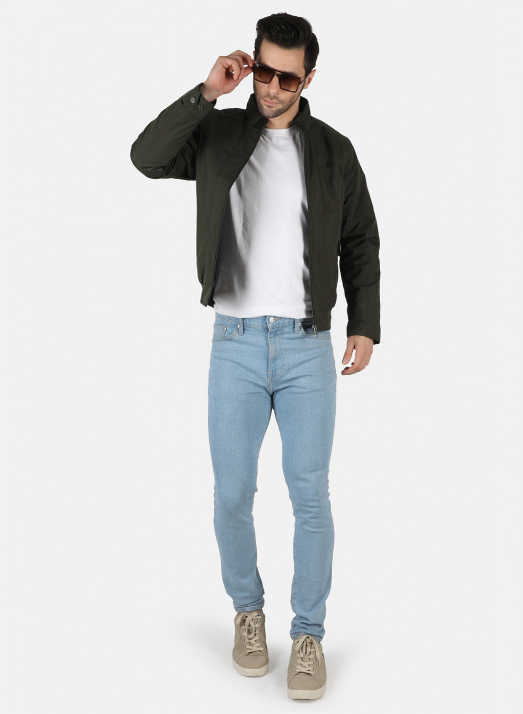 Men Olive Solid Jacket
