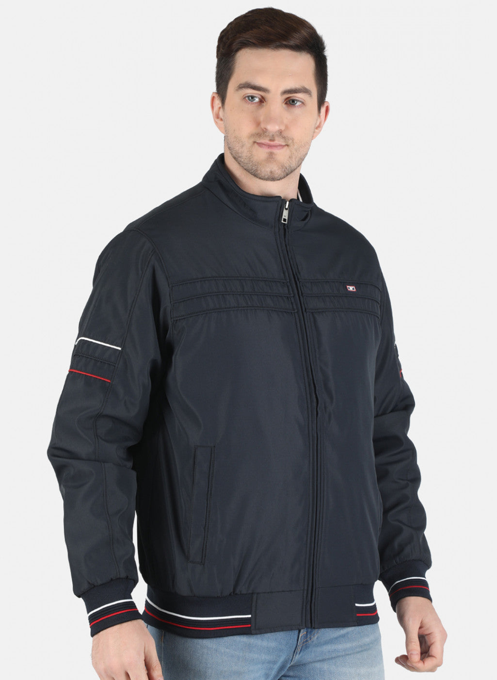 Men NAvy Blue Solid Jacket