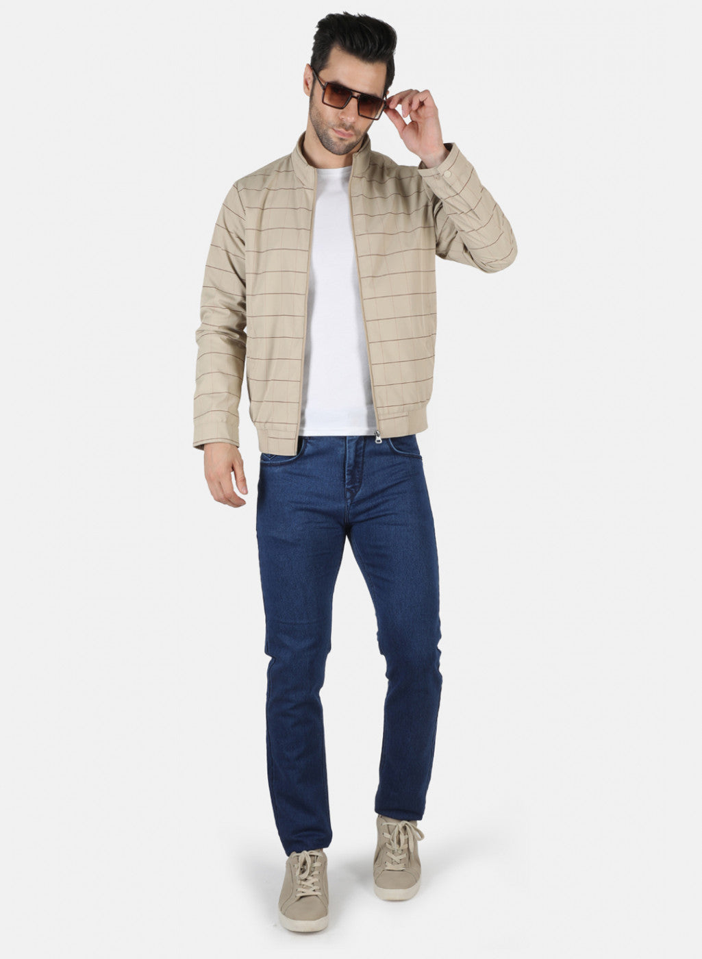 Men Beige Printed Jacket