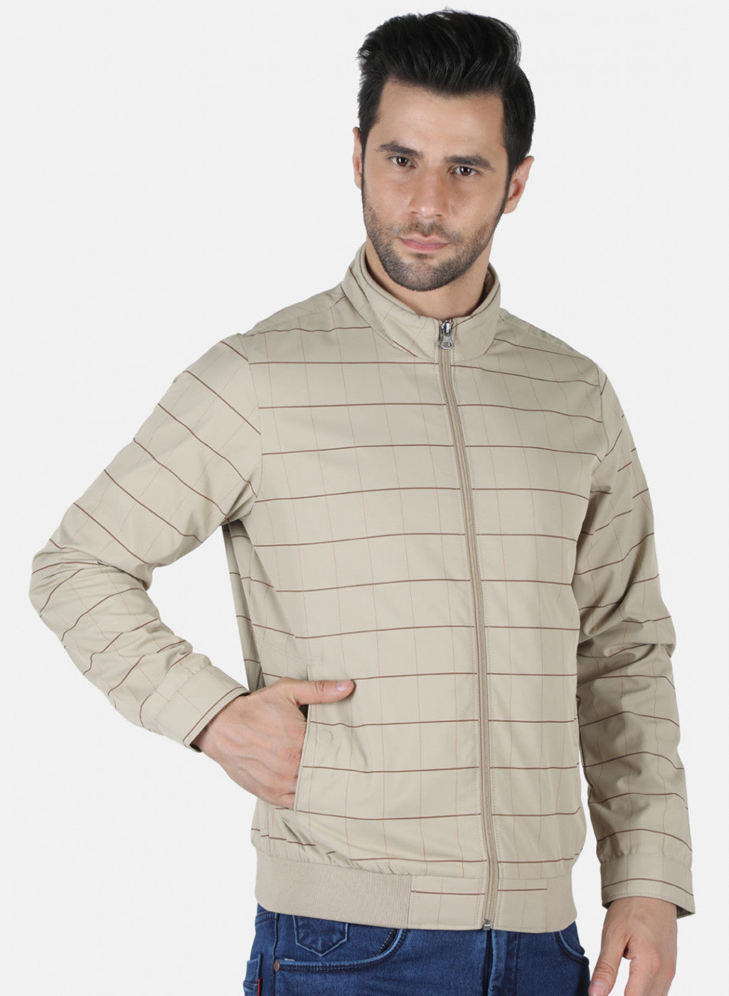 Men Beige Printed Jacket