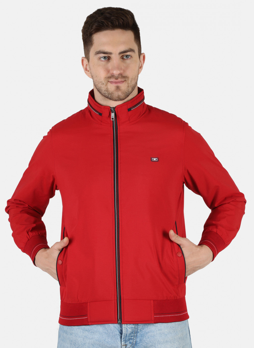 Men Red Solid Jacket