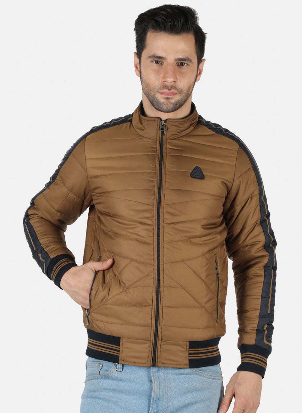 Men Brown Solid Jacket