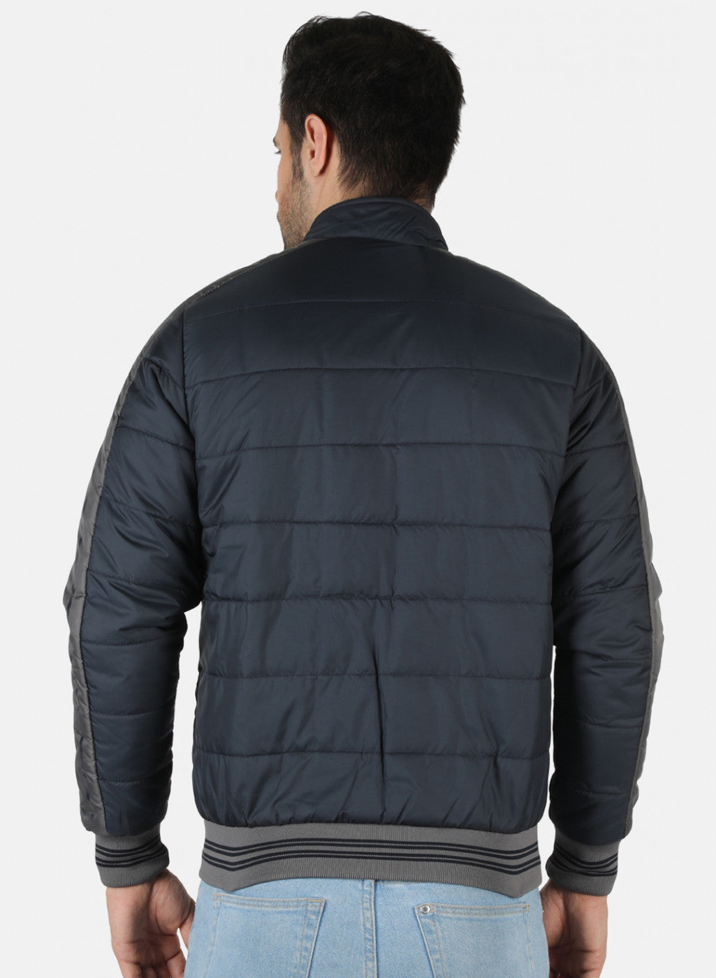Men NAvy Blue Solid Jacket