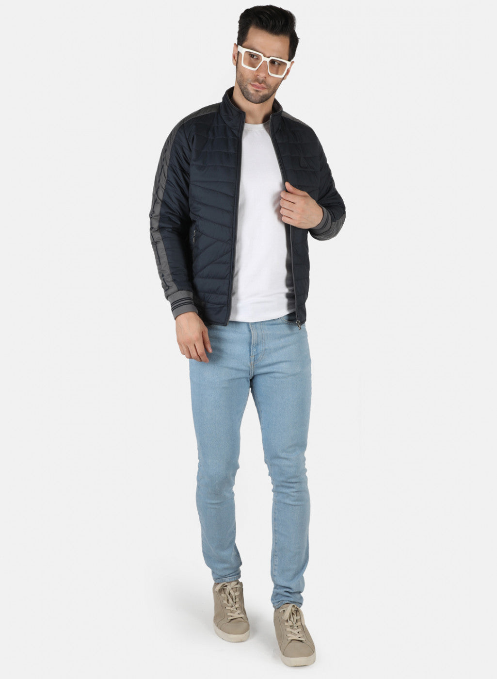 Men NAvy Blue Solid Jacket