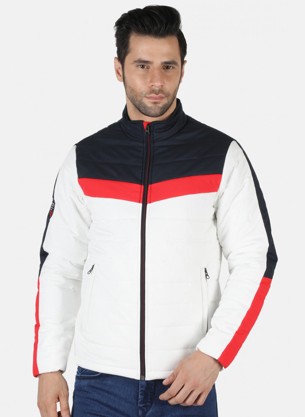 Men White Printed Jacket