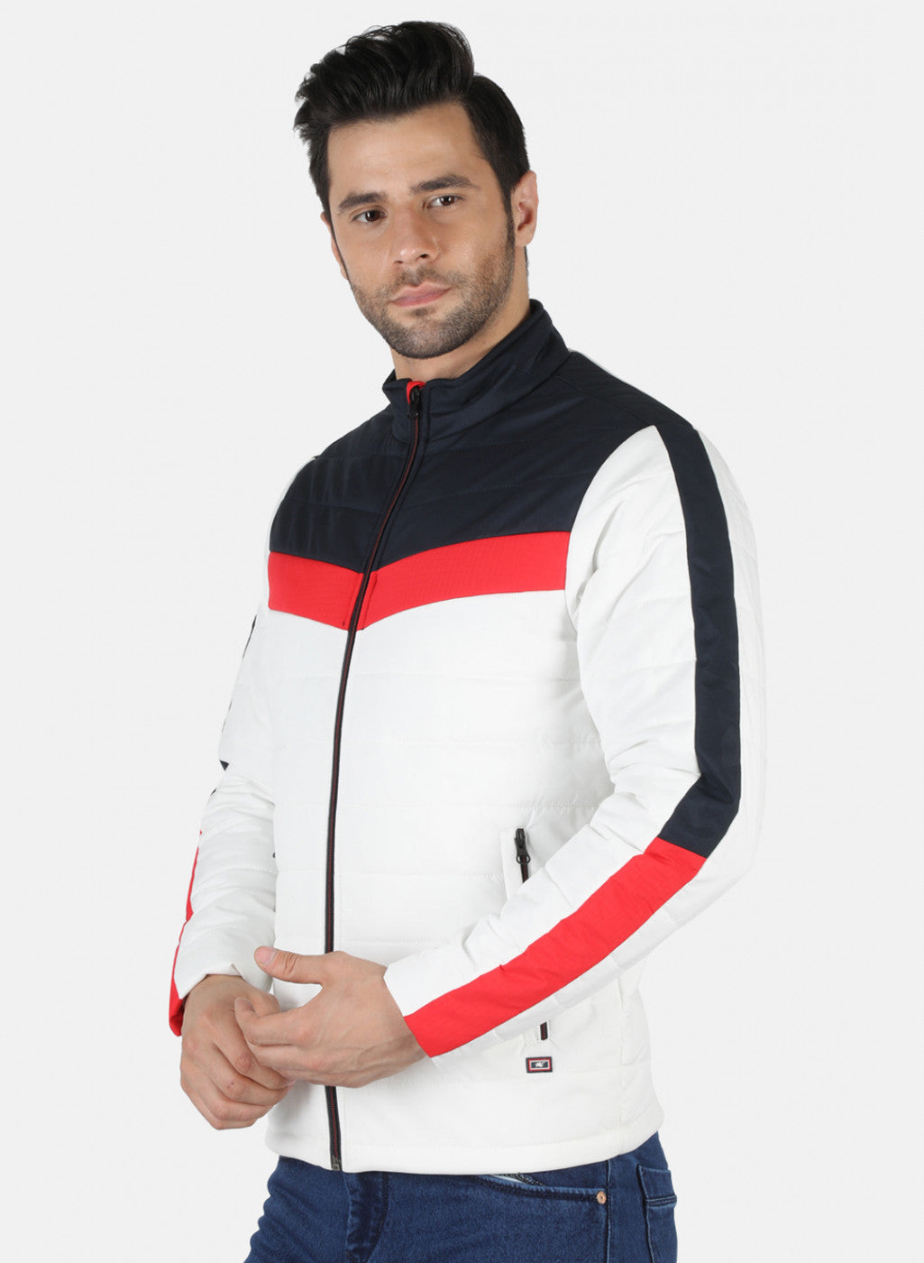 Men White Printed Jacket