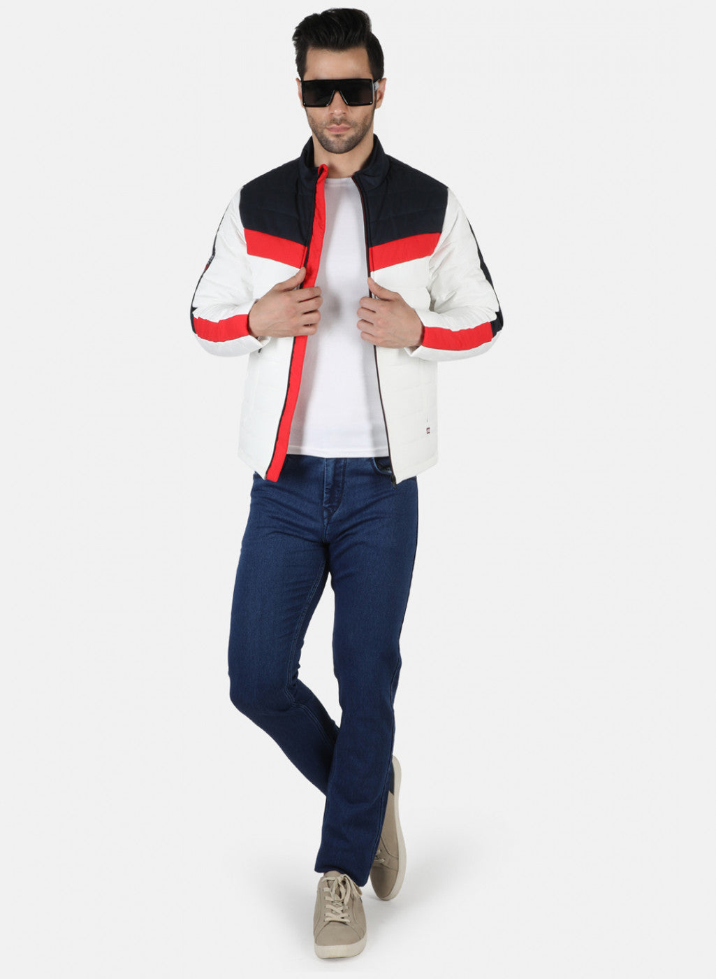 Men White Printed Jacket