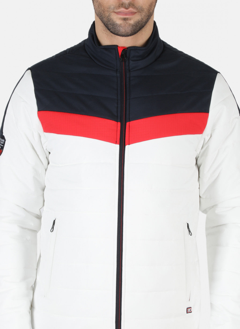 Men White Printed Jacket