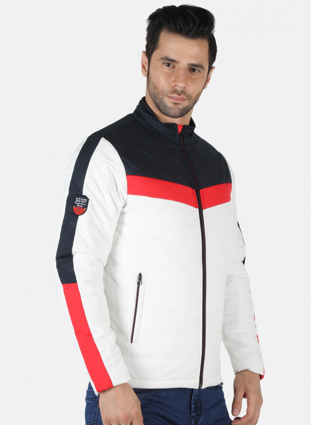 Men White Printed Jacket