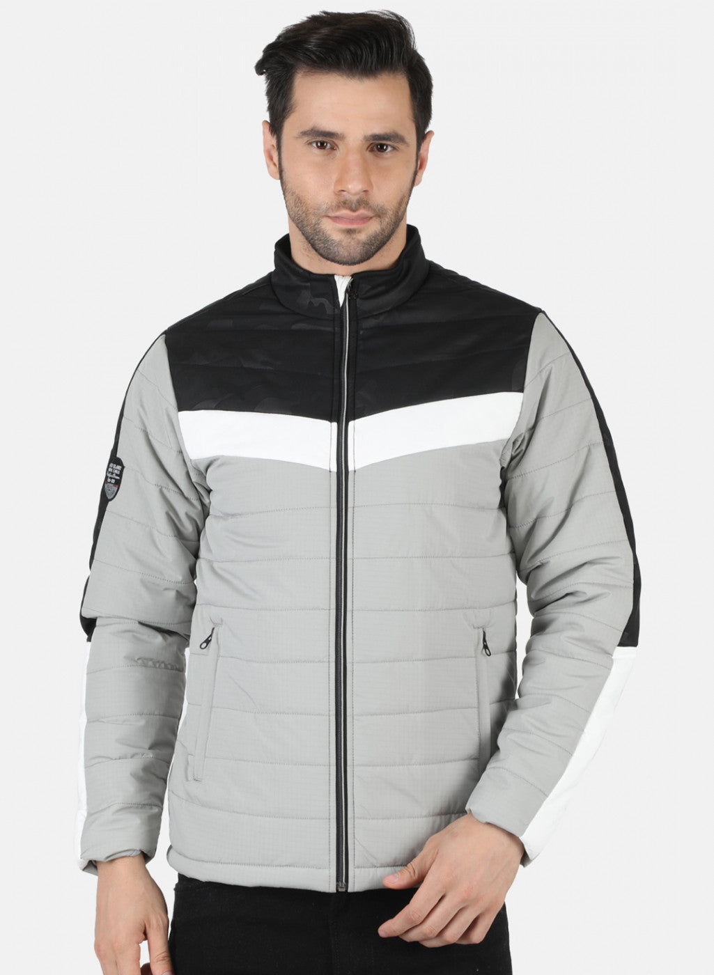 Men Grey Printed Jacket