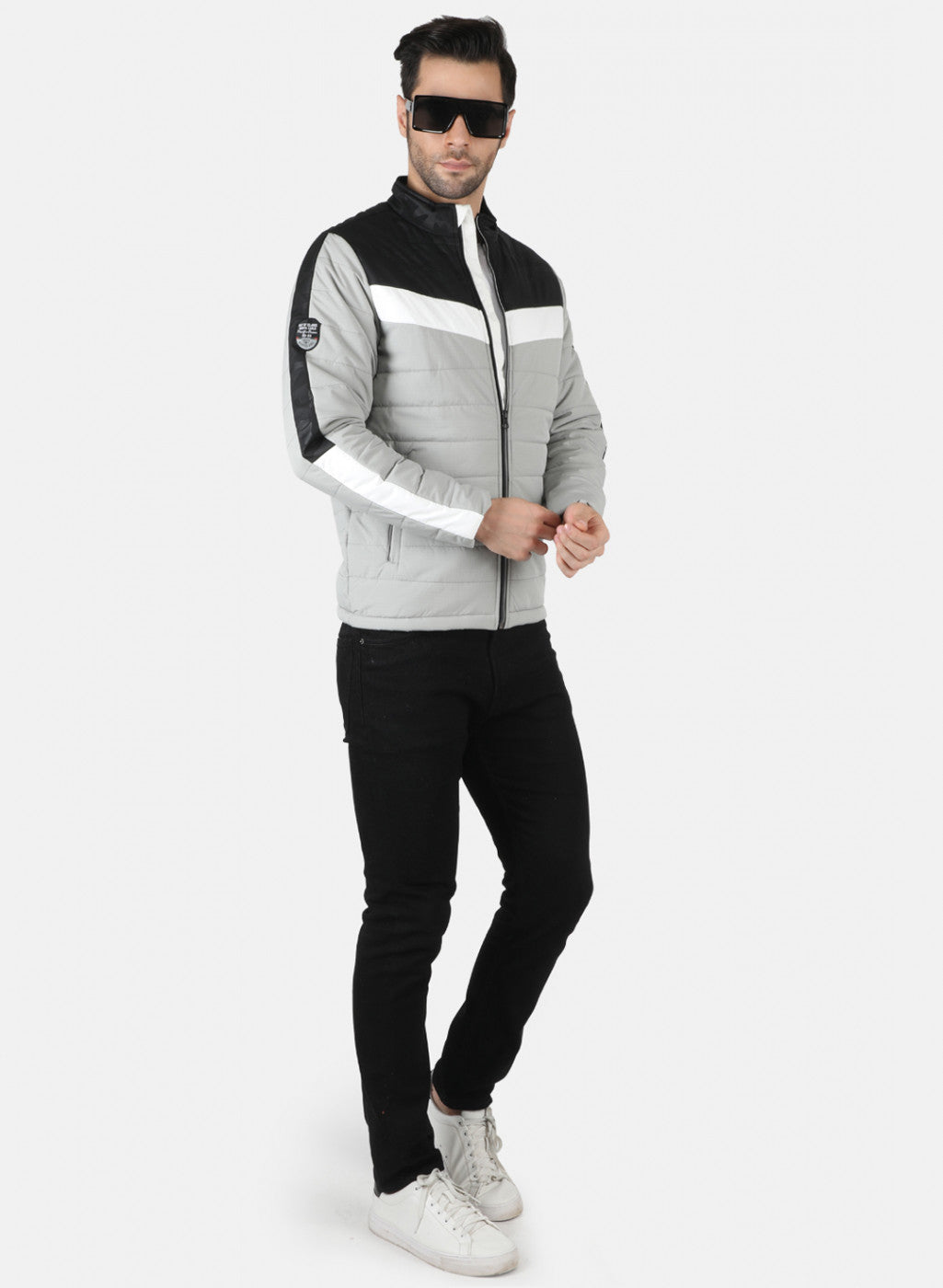 Men Grey Printed Jacket