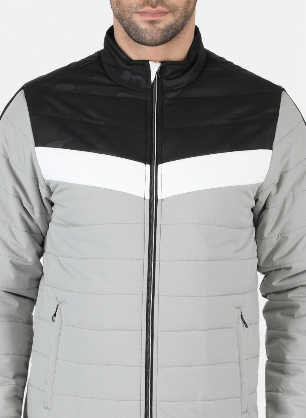 Men Grey Printed Jacket