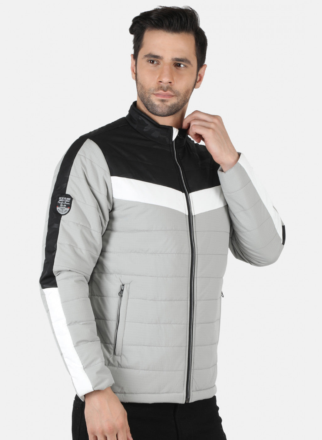 Men Grey Printed Jacket