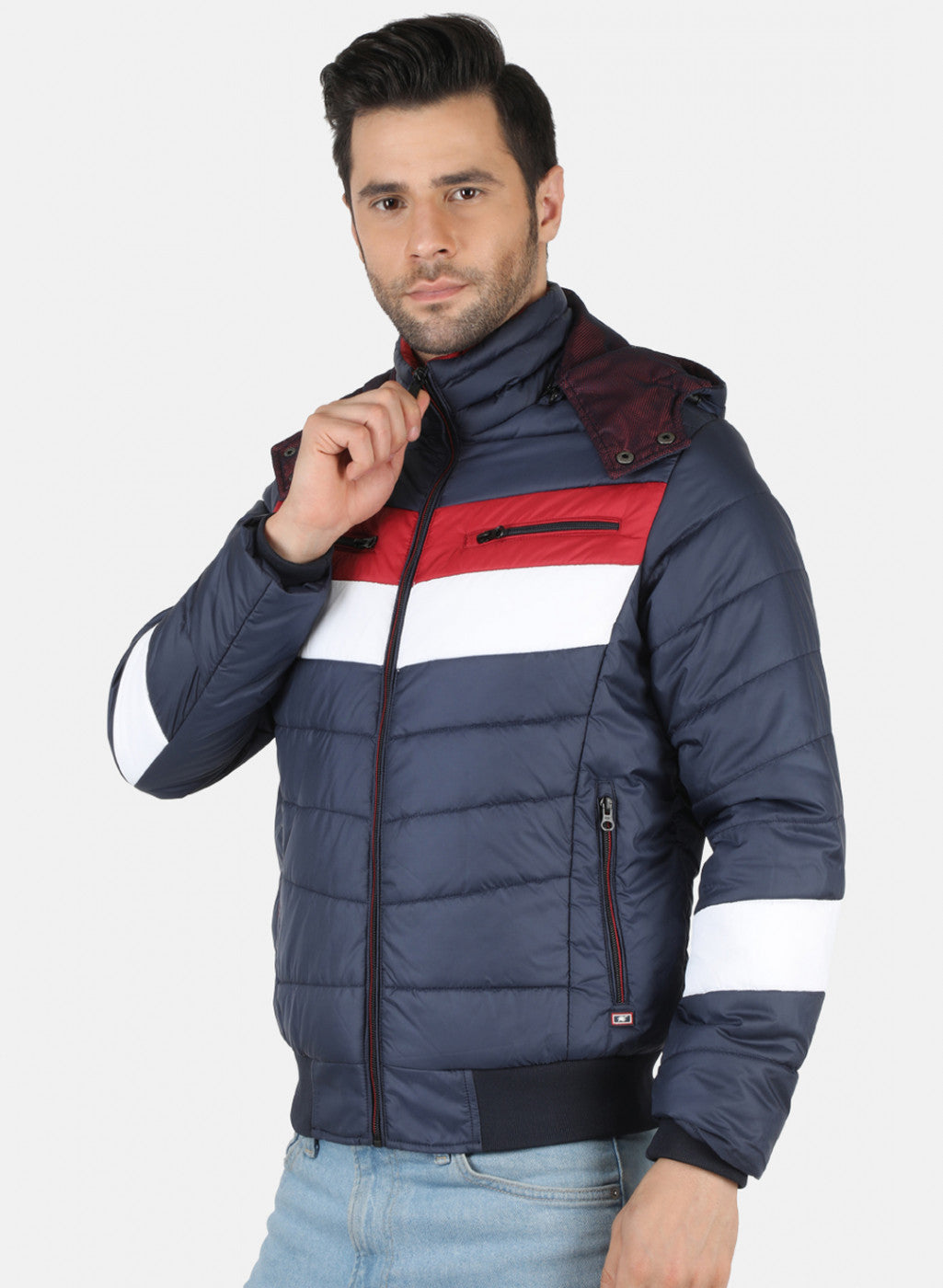Men NAvy Blue Printed Jacket
