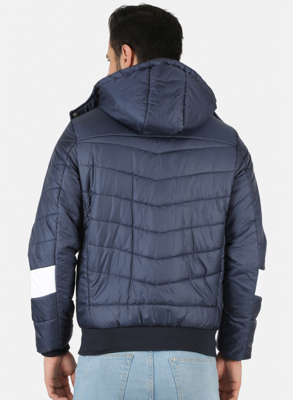 Men NAvy Blue Printed Jacket