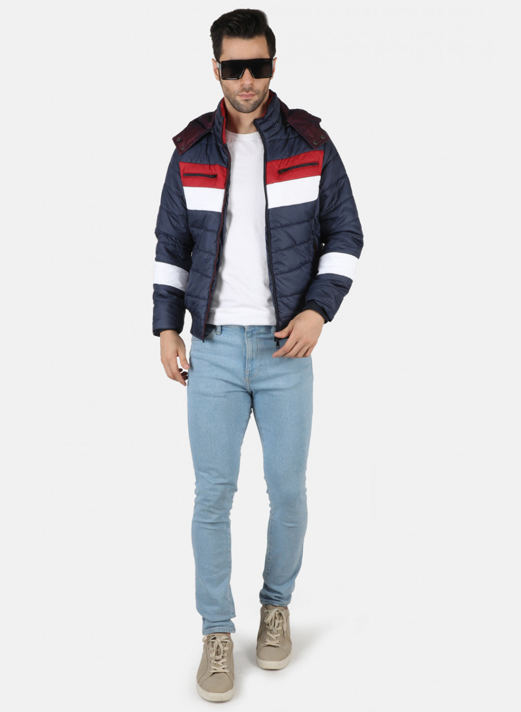 Men NAvy Blue Printed Jacket